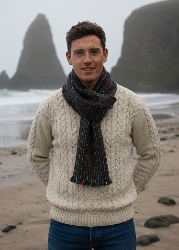 Mucros Donegal Wool Scarf | Black