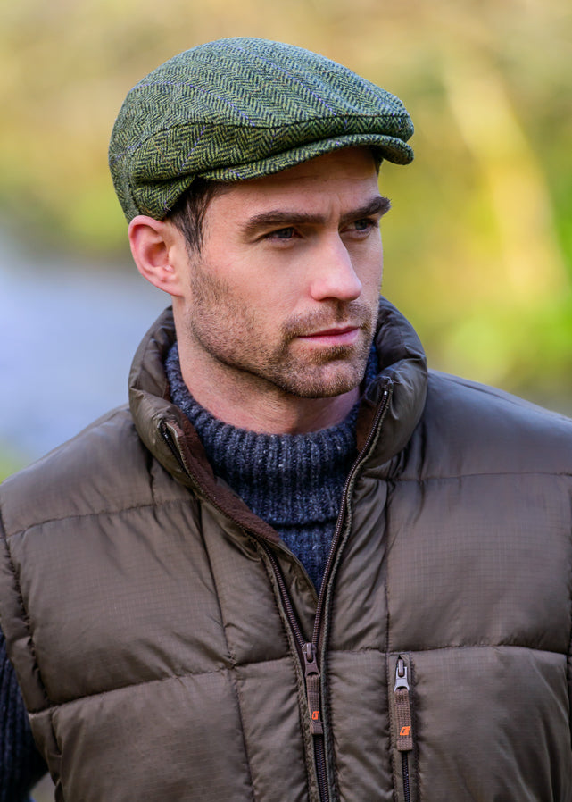 Mucros Trinity Cap | Premium Handwoven Wool Flat Cap | Green