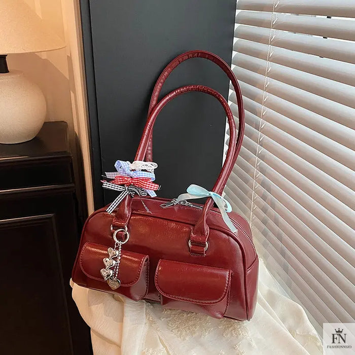 Multi Bows Heart Pillow Shoulder Bag - Fashionnsio