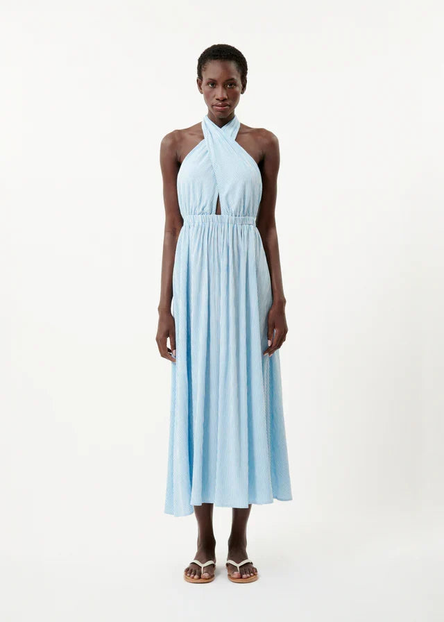 Naely Halter Neck Midi Dress (Azure Blue)