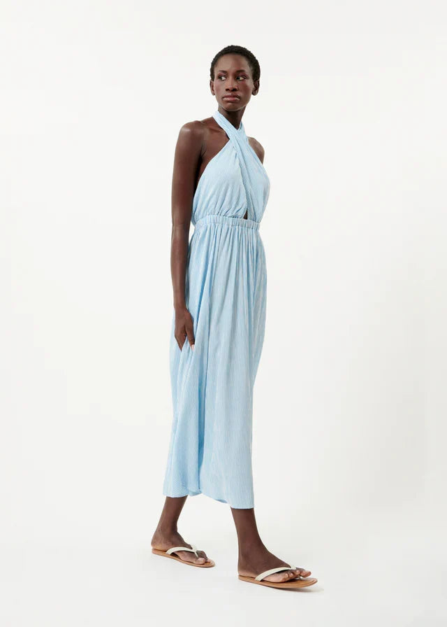Naely Halter Neck Midi Dress (Azure Blue)