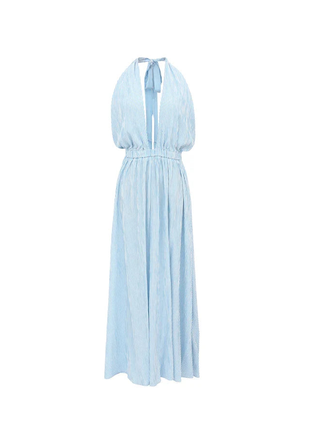 Naely Halter Neck Midi Dress (Azure Blue)