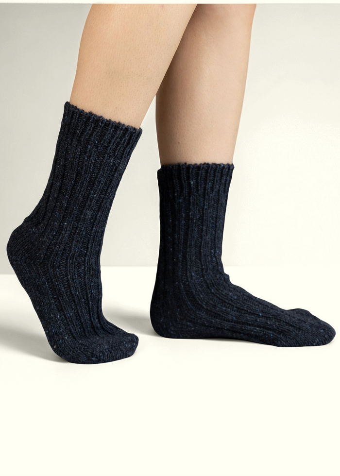 Navy Irish Wool Neppy Socks