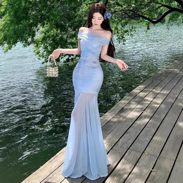 Off Shoulder Floral Mermaid Dress - Fashionnsio