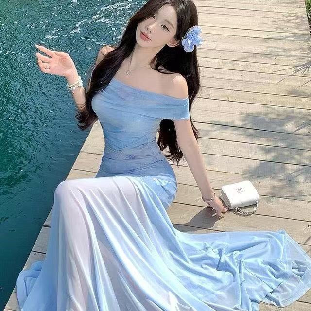 Off Shoulder Floral Mermaid Dress - Fashionnsio