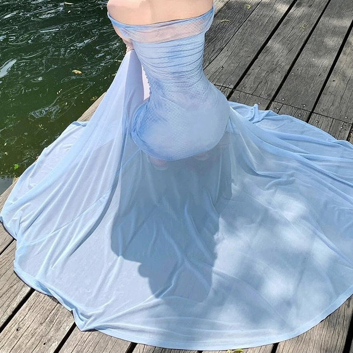 Off Shoulder Floral Mermaid Dress - Fashionnsio