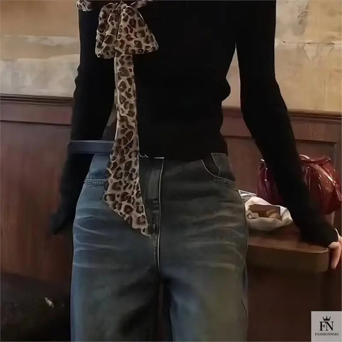 Off Shoulder Leopard Print Bow Top - Fashionnsio