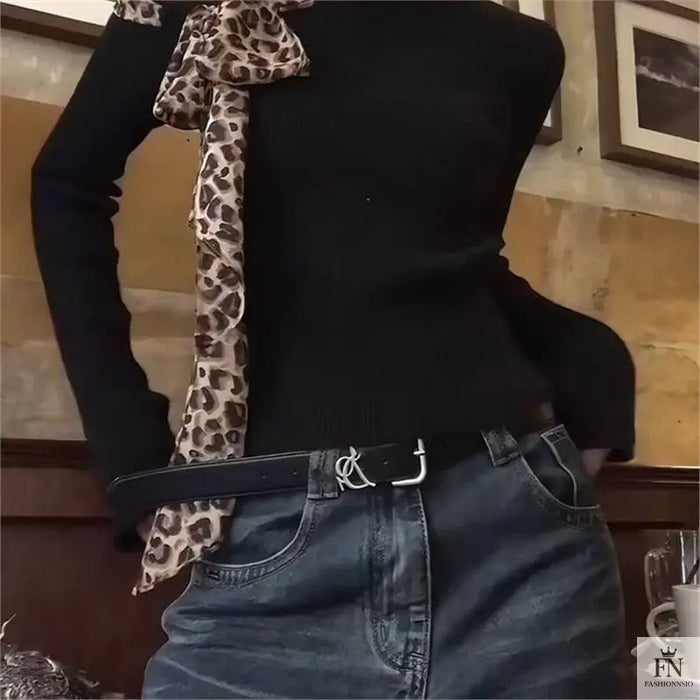 Off Shoulder Leopard Print Bow Top - Fashionnsio