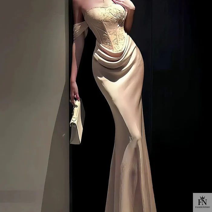 Off Shoulder Long Corset Dress - Fashionnsio
