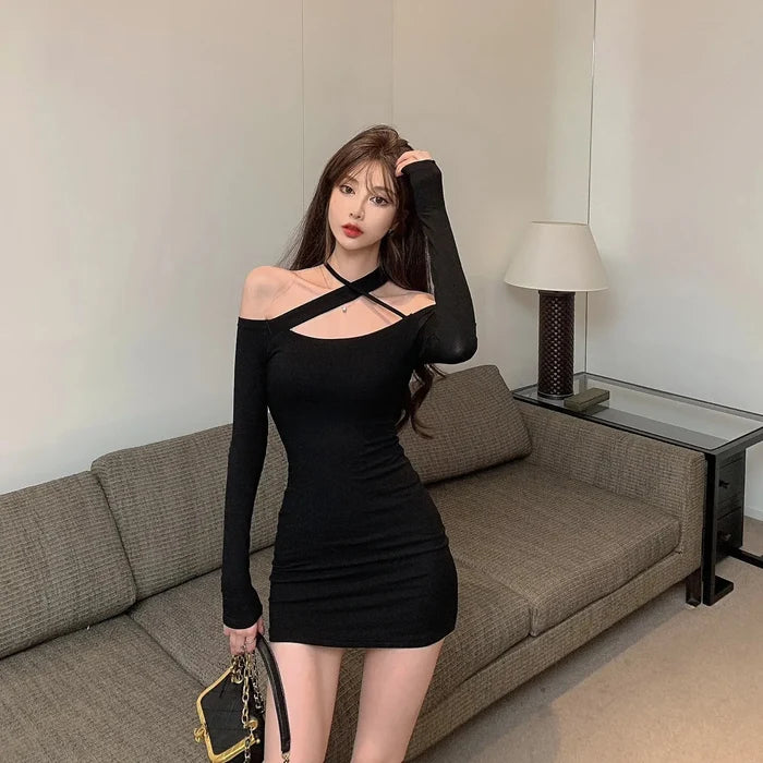 Off Shoulder Halter Neck Dress fashionnsio