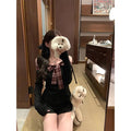 Off Shoulder Plaid Bow Top - Fashionnsio