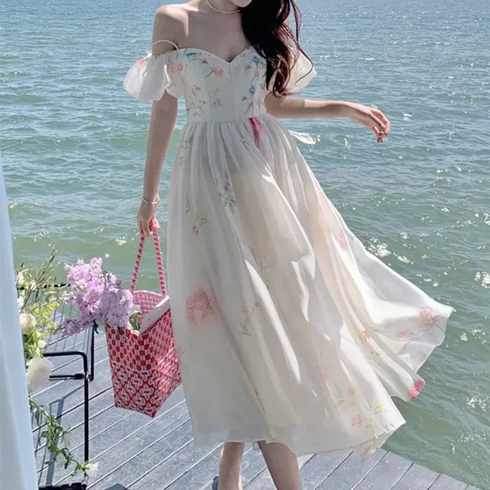 Off Shoulder Corset Sundress Dress fashionnsio
