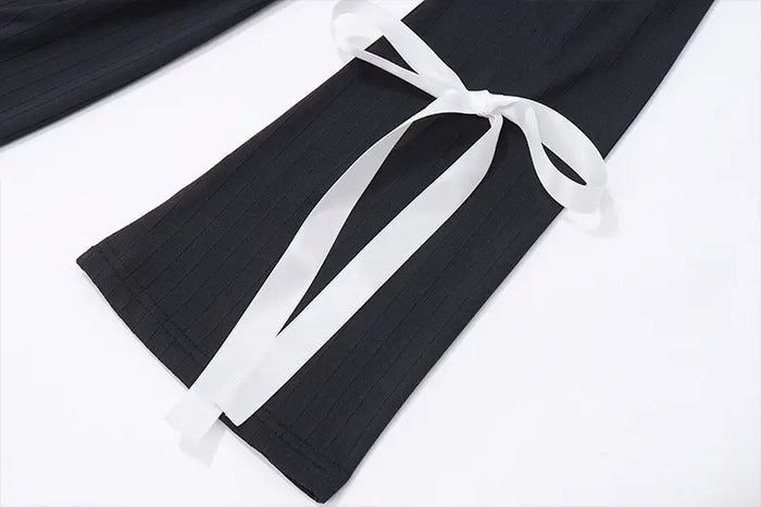 Bow Off-shoulder Ribbon Dress fashionnsio