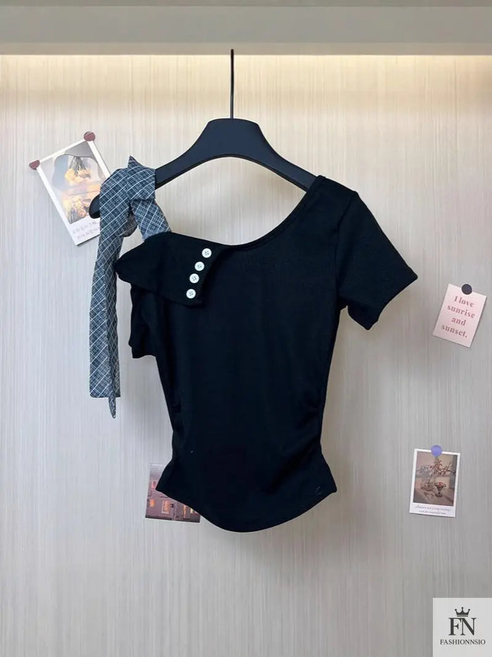 Off Shoulder Ribbon Bow Top - Fashionnsio