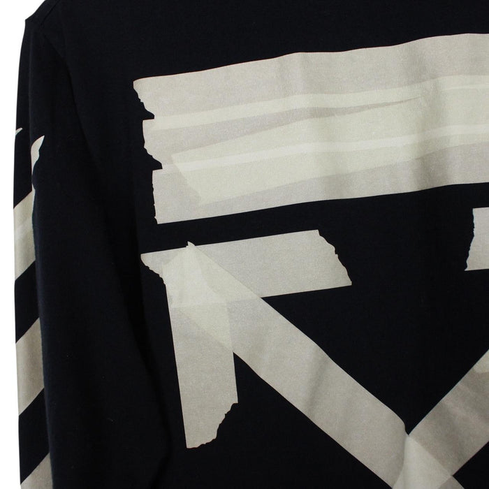 Off White Black and Beige Tape Arrows Long Sleeve Cotton T-Shirt