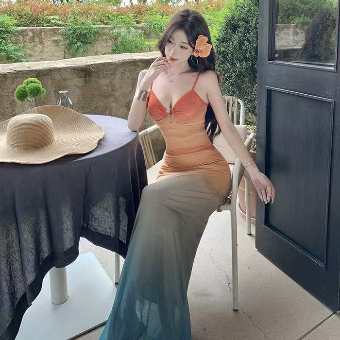 Ombre Sunset Slip Long Dress - Fashionnsio
