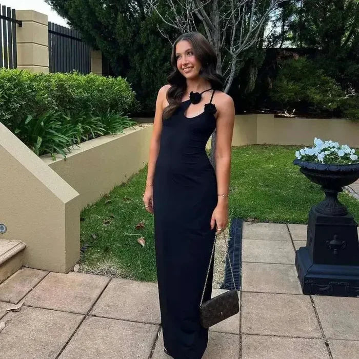 One Shoulder Floral Bodycon Long Dress fashionnsio