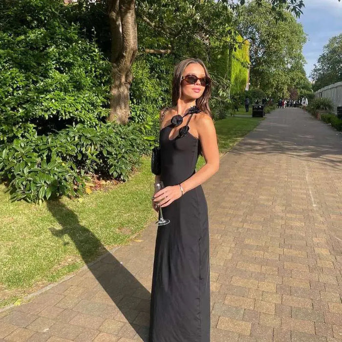 One Shoulder Floral Bodycon Long Dress fashionnsio