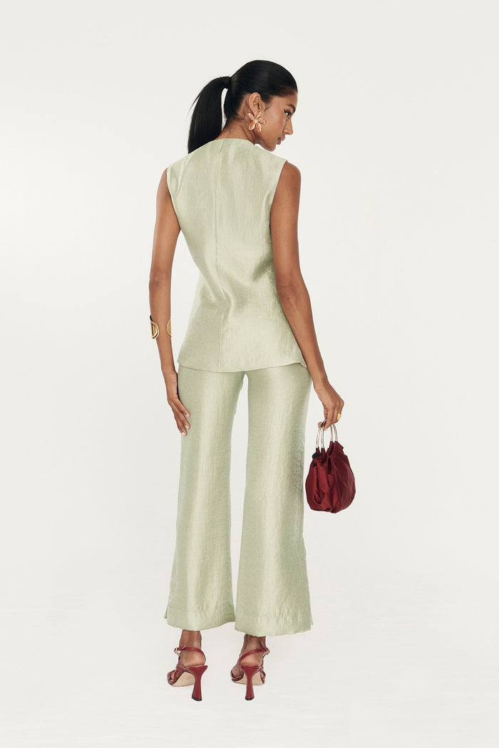 Pantalón Aurora Salvia de vestir de Lady Pipa para invitada de boda.