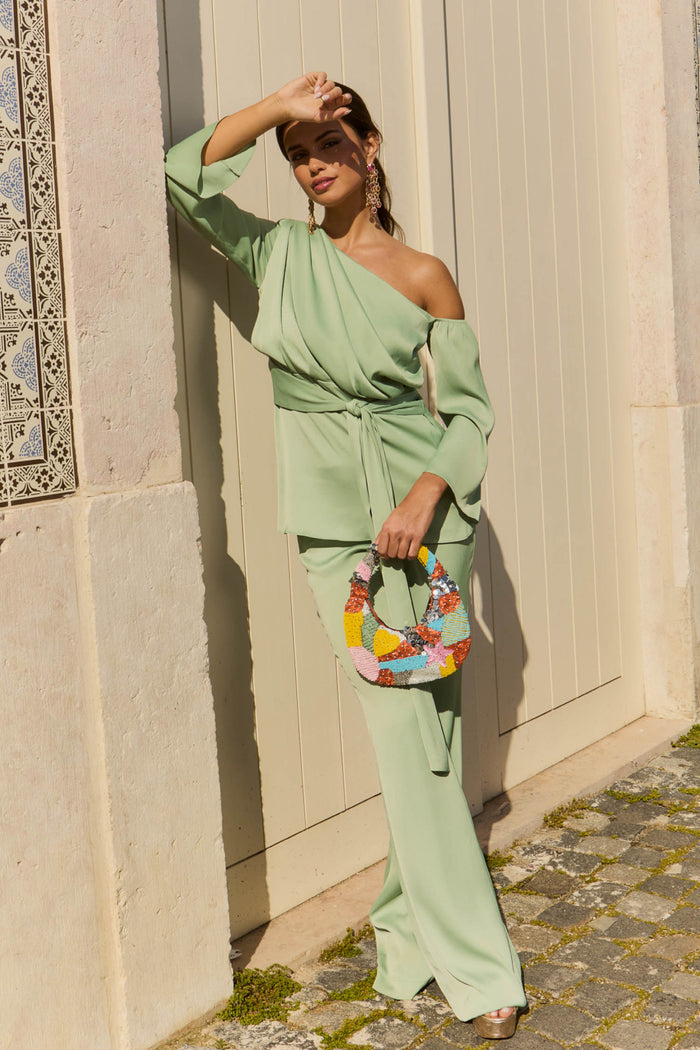 Pantalón Coimbra Salvia de Lady Pipa para invitada de boda.