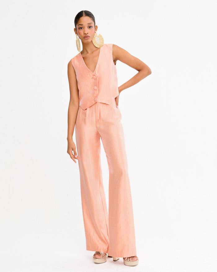 Pantalón Estoril Melocotón de vestir de Lady Pipa para invitada de boda de día.