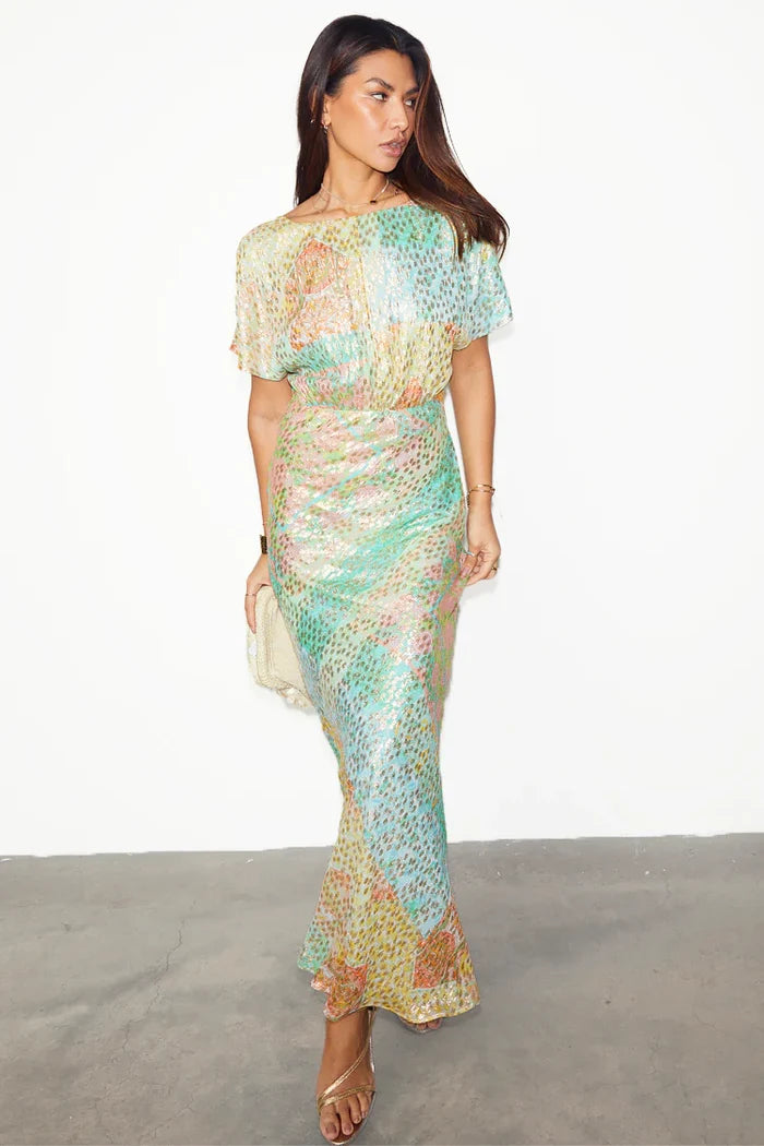 Pastel Boho Elodie Dress (Green Multi)