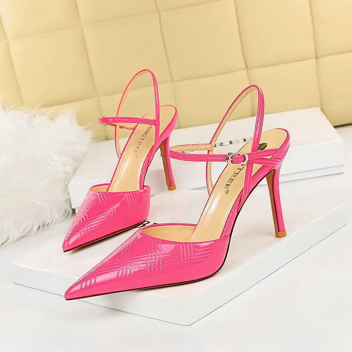 Plaid Lacquer Pointed Heels fashionnsio
