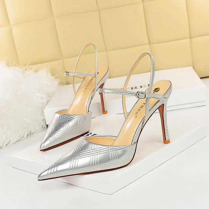 Plaid Lacquer Pointed Heels fashionnsio