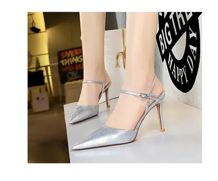 Plaid Lacquer Pointed Heels fashionnsio