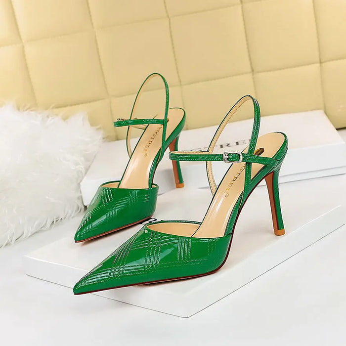 Plaid Lacquer Pointed Heels fashionnsio
