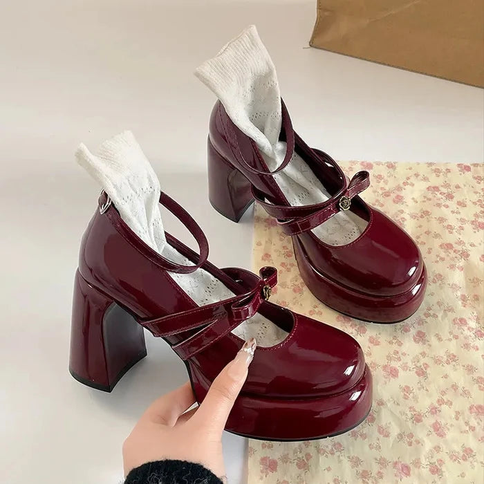 Patent Leather Mary Jane Heels - Fashionnsio