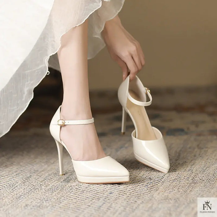 Patent Leather Platform Pointed High Heels - Fashionnsio