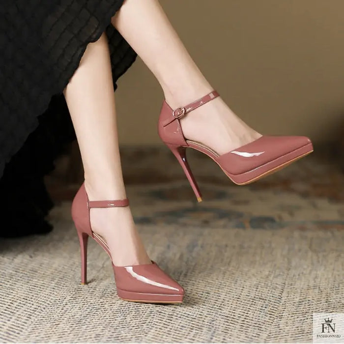 Patent Leather Platform Pointed High Heels - Fashionnsio