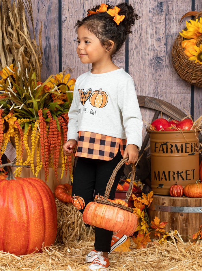 Girls Fall Clothes | Pumpkin Tunic & Legging Set - Mia Belle Girls