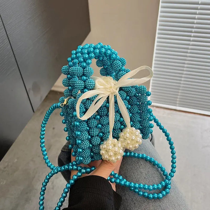 Pearl Beading Bow Sling Bags fashionnsio