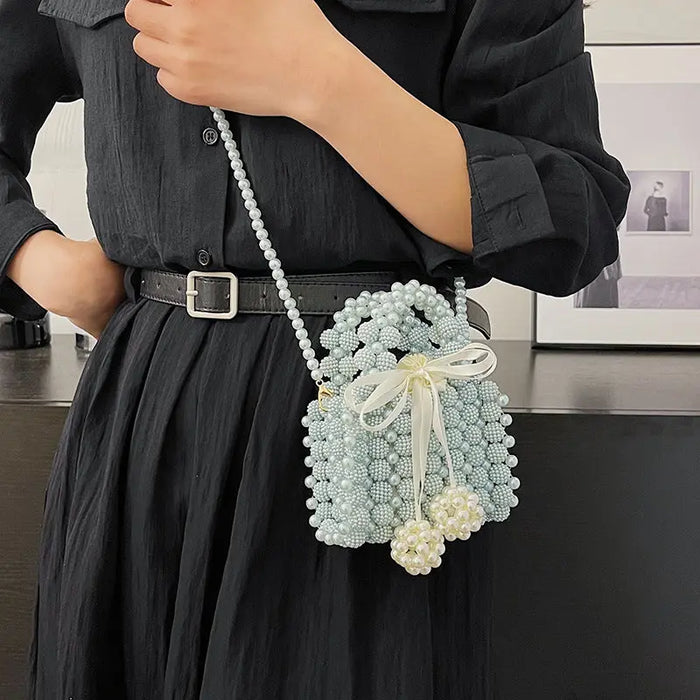 Pearl Beading Bow Sling Bags fashionnsio