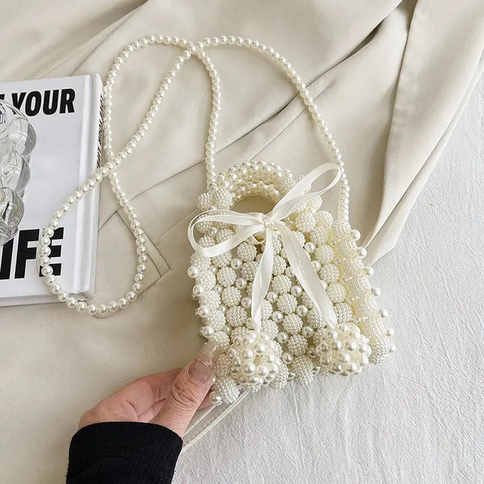 Pearl Beading Bow Sling Bags fashionnsio