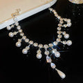 Pearl Tassel Diamond Necklace - Fashionnsio