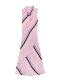 Petite Phoebe Pink Stripe Cowl Neck Satin Dress