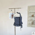 Plaid Tube Top With Scarf - Fashionnsio