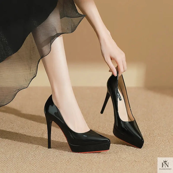 Red Bottom Platform Pointed Heels - Fashionnsio