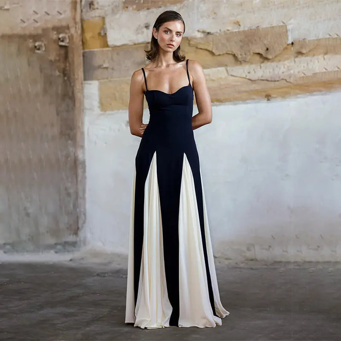 Black White Long Maxi Dress fashionnsio