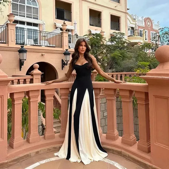 Black White Long Maxi Dress fashionnsio