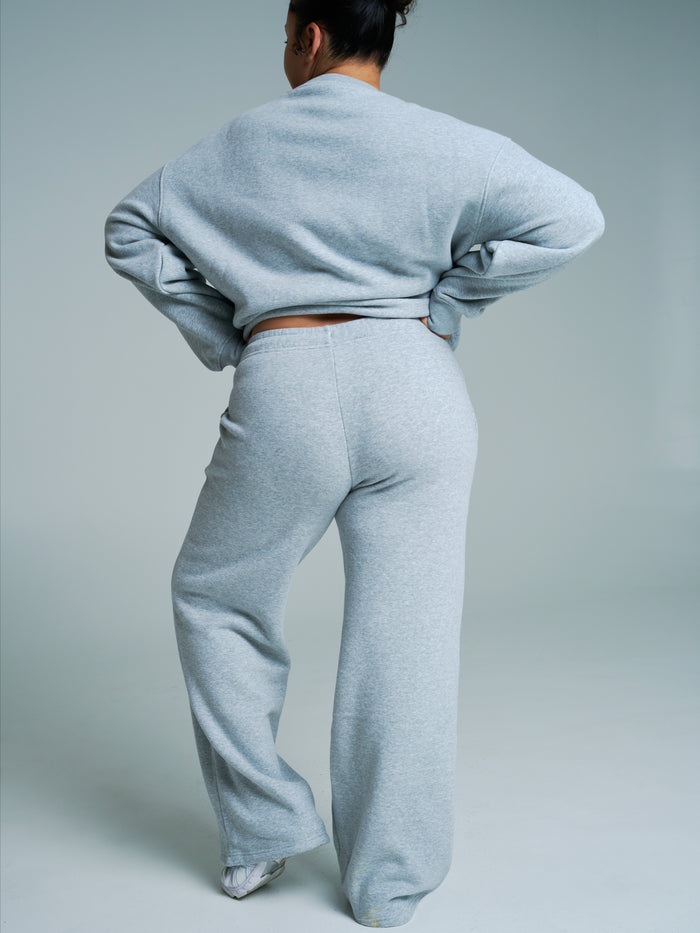 Plush Fleece Crew Pullover - Heather Grey
