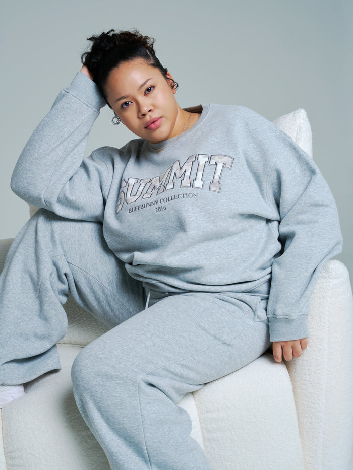 Plush Fleece Crew Pullover - Heather Grey