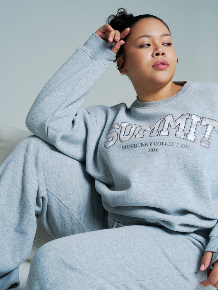 Plush Fleece Crew Pullover - Heather Grey
