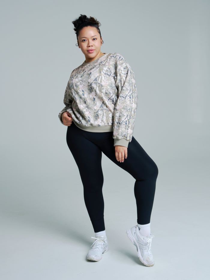Plush Fleece Crew Pullover - Pink Camo