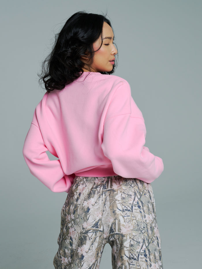 Plush Fleece Crew Pullover - Plastic Pink