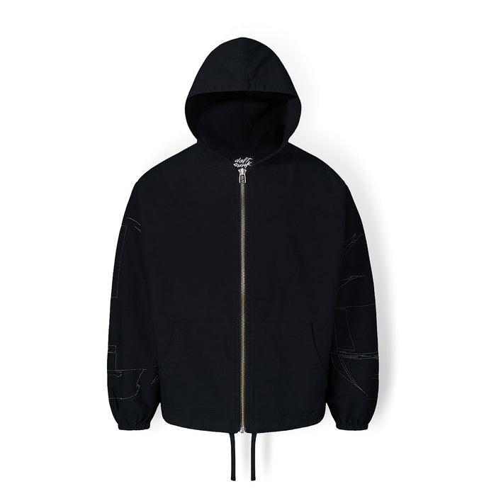 Poleron PLEASURES Digital Zip Poncho Black