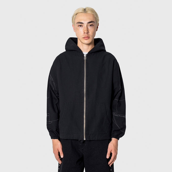 Poleron PLEASURES Digital Zip Poncho Black